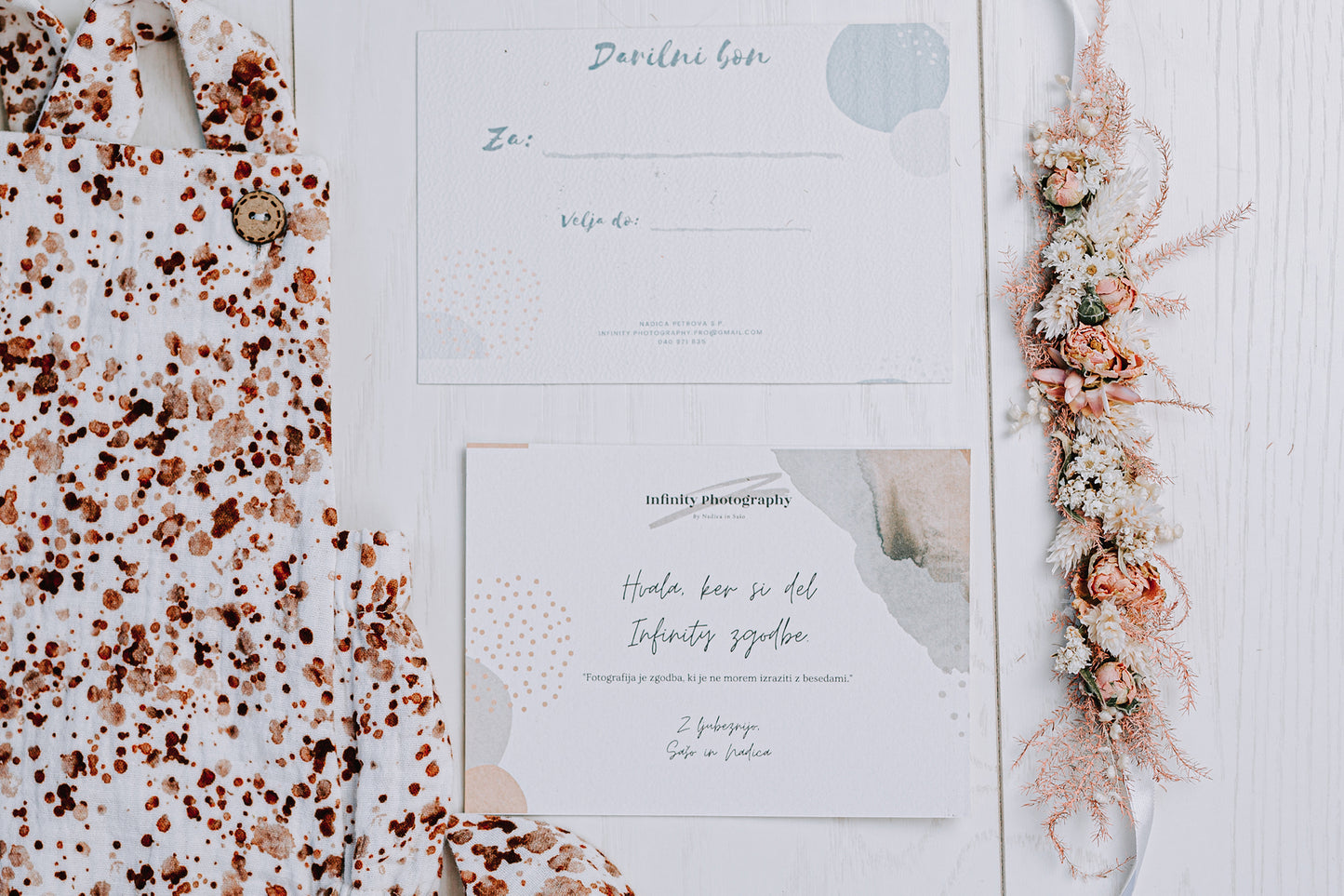 ROMPER, WREATH AND GIFT VOUCHER FOR NEWBORN PHOTOGRAPH