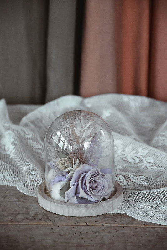 CVETLIČNA PRAVLJICA POD STEKLENO KUPOLO Small »Purple«