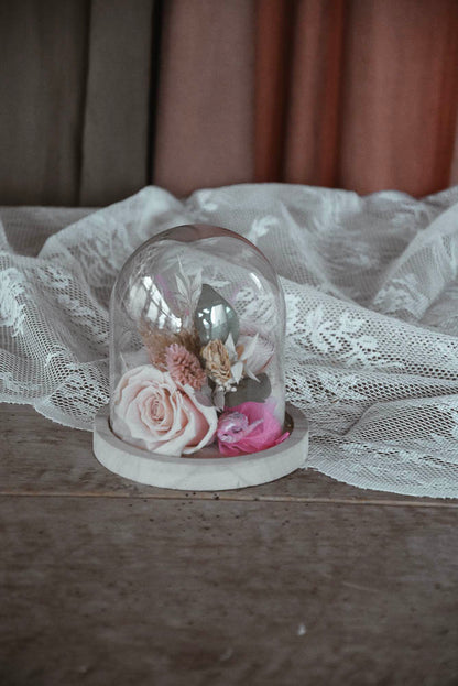 FLOWER FAIRY UNDER THE GLASS DOME Small "Pink"