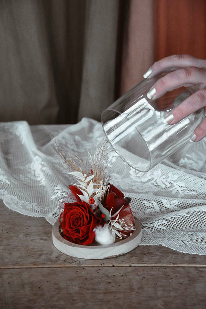 BLUMENFEE UNTER DER GLASKUPPEL Klein "Rot"