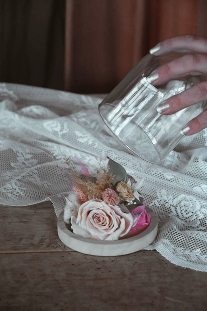 FLOWER FAIRY UNDER THE GLASS DOME Small "Pink"