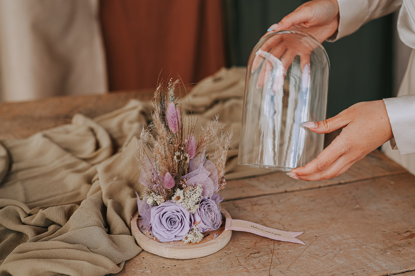 FLOWER FAIRY UNDER THE GLASS DOME Medium "Violet"