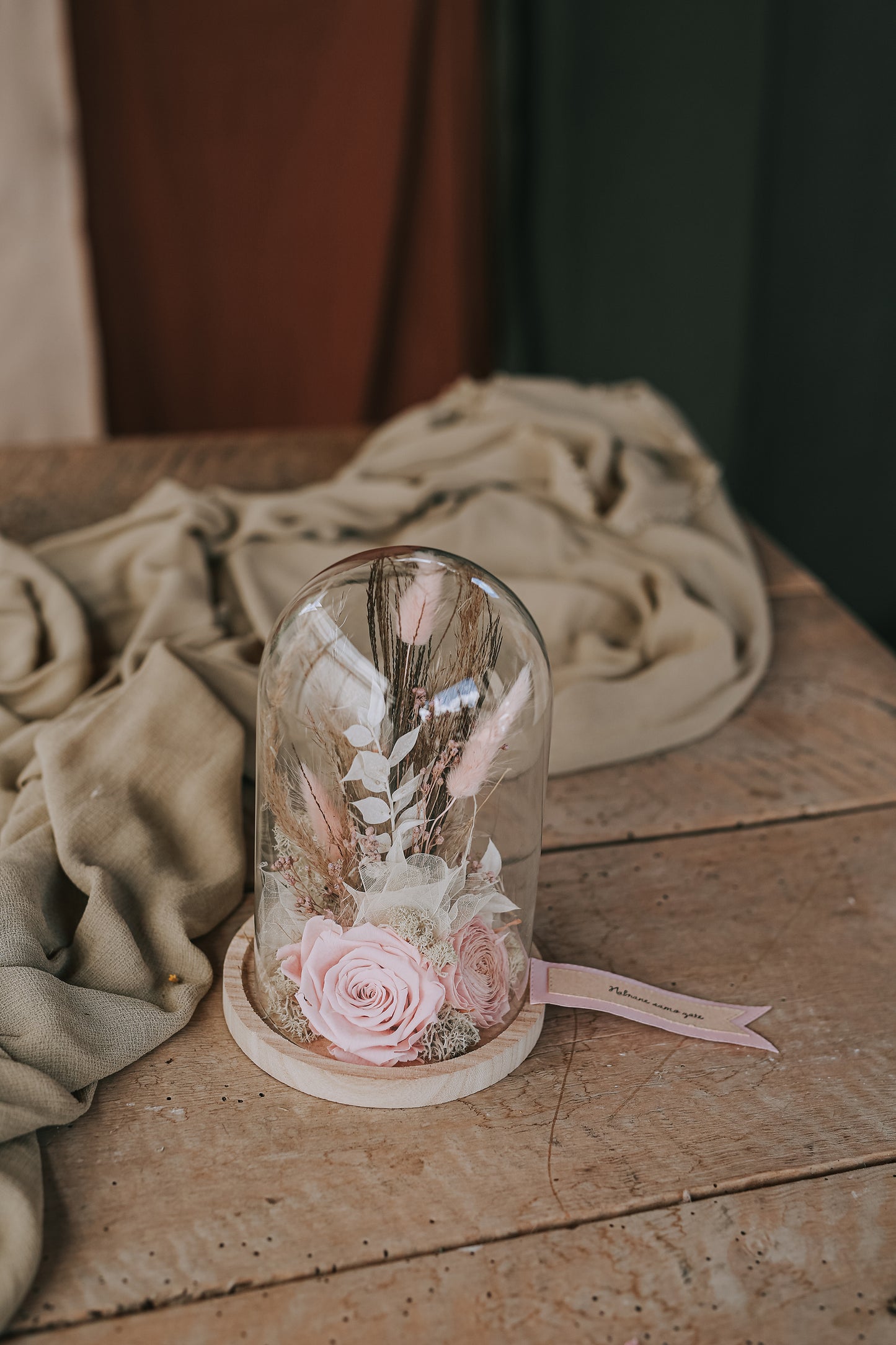 CVETLIČNA PRAVLJICA POD STEKLENO KUPOLO Medium »Pink«